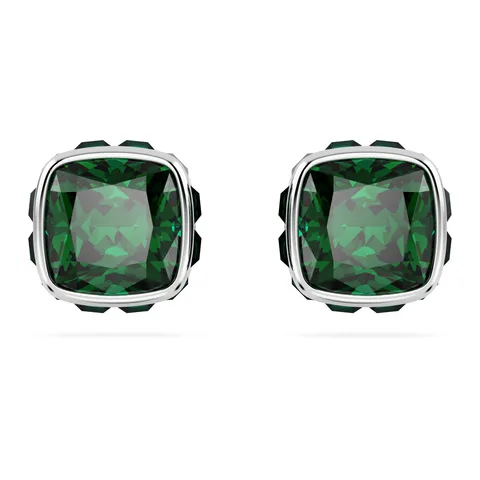 Swarovski Orecchini a lobo Birthstone, Taglio squadrato, Maggio, Verdi, Placcato rodio