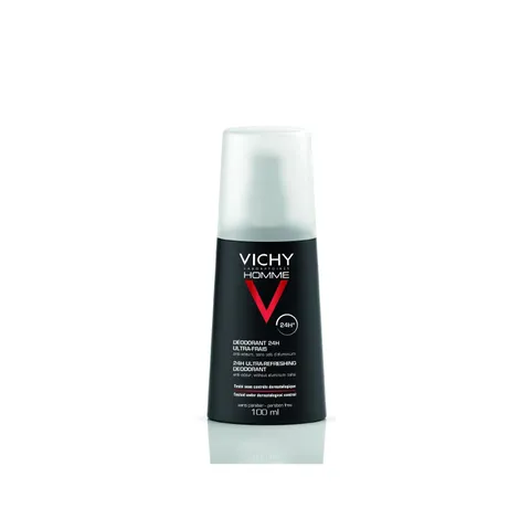 Vichy Homme Deodorante Spray da Uomo Ultra-Fresco, Efficacia 24h, 100 ml