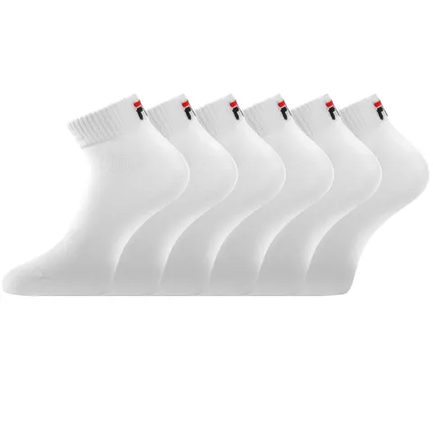 Fila Calzini Uomo e Donna 43-46, Cotone Set di 6, Bianco