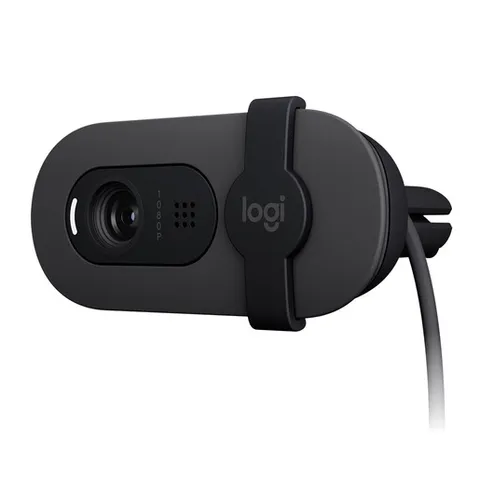 Logitech Brio 100 Full HD per riunioni e streaming, bilanciamento automatico illuminazione, microfono integrato, copriobiettivo, USB-A per Microsoft Teams, Google Meet, Zoom ecc - Grafite