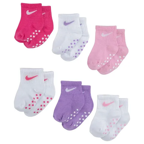 Nike Pop Color 6Pk Ankle Grippr Calzini per bimbi Pink 6/12 mesi