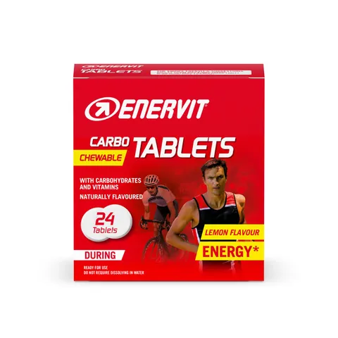 Enervit, Carbo Tablets, Tavolette Energetiche Masticabili, Gusto Limone, con Carboidrati