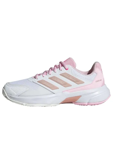 adidas Donna Courtjam Control 3 Tennis Shoes, Cloud White/Silver Metallic/Lucid Pink, 44