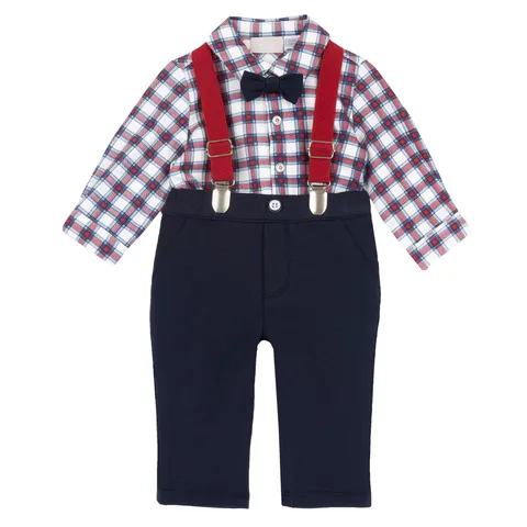 Chicco Completo Elegante con Camicia e Salopette Bimbo 0-24 in Morbido Tessuto FW25 253