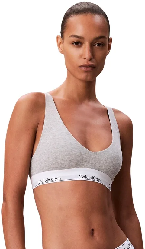 Calvin Klein Donna Bralette Unlined Triangle Spalline Regolabili, Grigio (Grey Heather), L