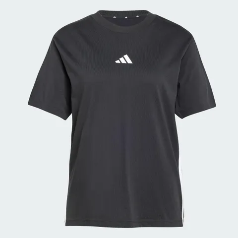 adidas Donna Essentials 3-Stripes Cotton Shirt, Black/White, XL