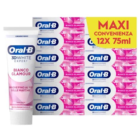 Oral-B Dentifricio Sbiancante 3D White Expert Bianco Glamour, 12x75