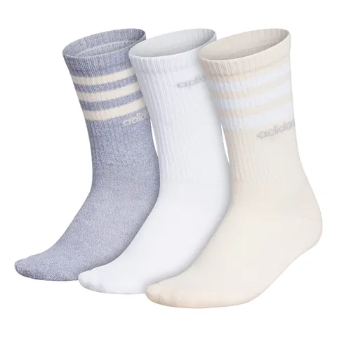 adidas Unisex - Adulto 3-Stripes Linear Half-Crew Cushioned Socks 3 Pairs, White / Black