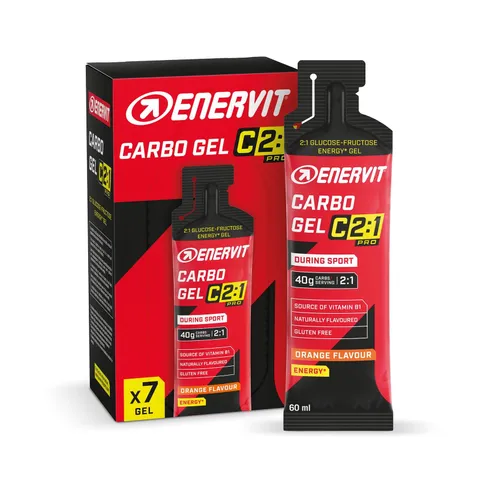 Enervit Carbo Gel C2:1PRO Orange, Gel Energetico, 40g di Carboidrati, Attività ad Alta