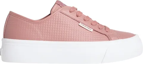 Calvin Klein Donna Sneakers Vulcanizzate Lace Up in Pelle, Rosa (Blush), 42