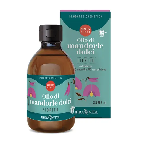 ERBA VITA Olio di mandorle dolci Fiorito arricchito con estratto di camomilla emolliente