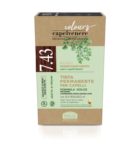 Helan, Capelvenere Colours, Tinta per Capelli Naturale Permanente Formula Dolce 7.43N