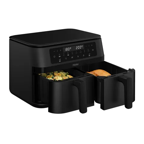 Haier I-Master Series 3 Friggitrice ad Aria Doppio Cassetto 11 Litri, 3000W, 8 Programmi