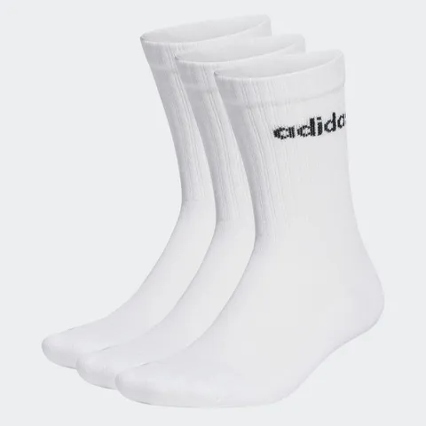 adidas Unisex - Adulto Linear Crew Cushioned Socks 3 Pairs, White / Black, 45-48