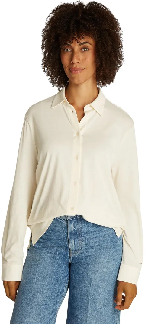 Tommy Hilfiger Donna Camicia Casual Regular Fit, Beige (Calico), XL