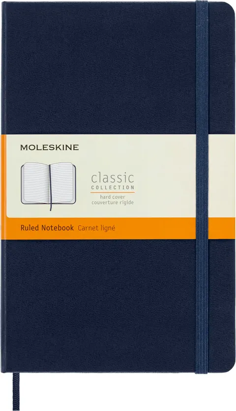 Moleskine Classic Notebook, Taccuino a Righe, Copertina Rigida e Chiusura Elastica