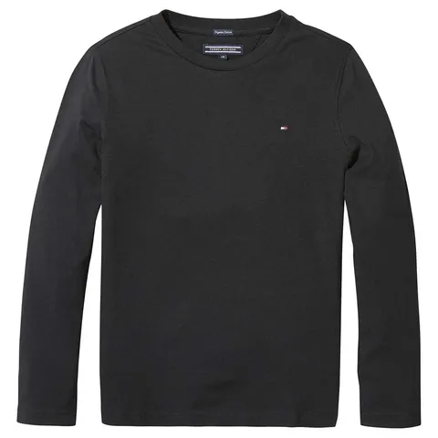 Tommy Hilfiger Bambino Maglietta Maniche Lunghe Basic, Nero (Meteorite), 6 Anni