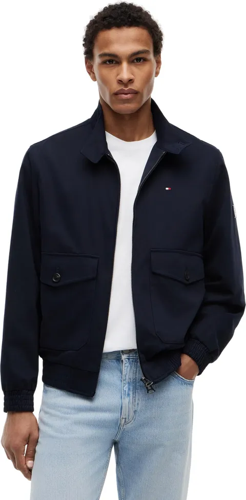 Tommy Hilfiger Uomo Giacca da Mezza Stagione Cotton Harrington con Zip, Blu (Desert Sky)
