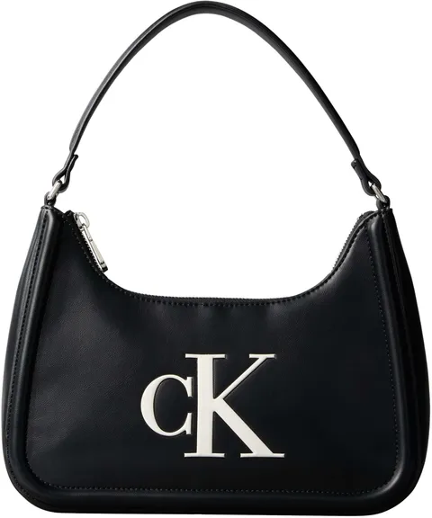 Calvin Klein Donna Borsa a Spalla Bold Small con Logo, Nero (Black/White), Taglia Unica