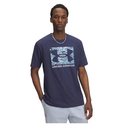 Under Armour Uomo ABC Camo Boxed Logo Short Sleeve, Maglietta Manica Corta Comoda e Traspirante, T-Shirt Sportiva per Allenamento, Atletica e Abbigliamento Casual,Washed Navy/Blue Calm,XS