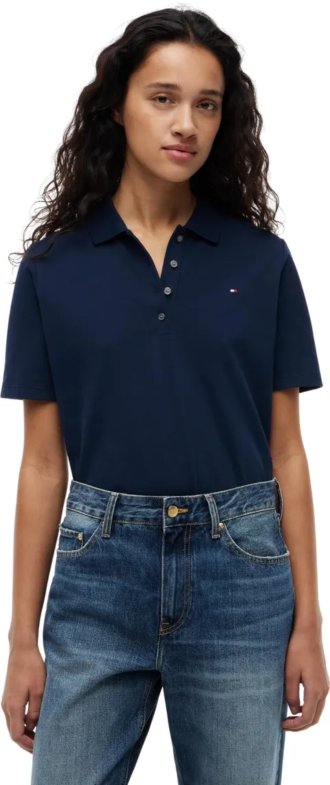 Tommy Hilfiger Maglietta Polo Maniche Corte Donna Regular Fit, Blu (Dark Night Navy), XL
