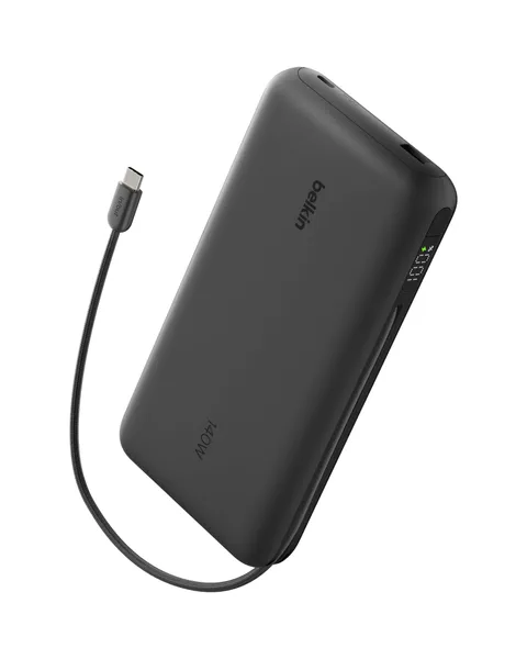 Belkin UltraCharge Pro Power Bank 25000mAh, Caricatore Portatile con cavo USBC Integrato