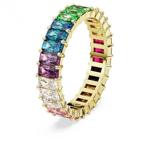 Swarovski Anello Matrix, Taglio baguette, Multicolore, Placcato color oro