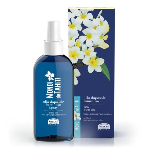 Helan, Monoi de Tahiti - Olio Doposole Corpo Spray con Olio di Mandorle Dolci e Riso