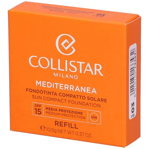Collistar Mediterranea Fondotinta Compatto n.03 Capri, Smart Sun Protection SPF 15, Refill