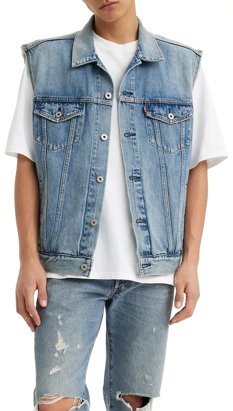 Levi's Gilet da uomo Relaxed Trucker Jeans, Kentucky BLUE VEST, M