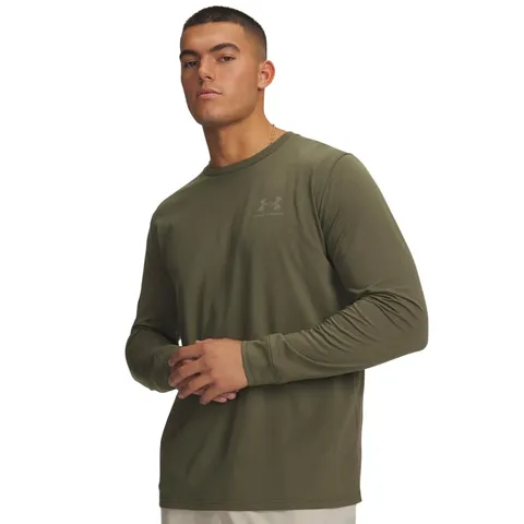 Men's Left Chest Logo Long Sleeve Shirt Green/Khaki S S