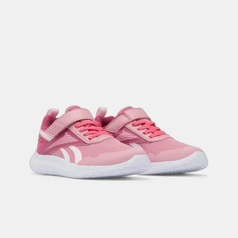 Reebok Rush Runner 5 Elastic Lace & Top Strap Sneaker, DustyRose/Studiopink/Ftwrwhite, 31