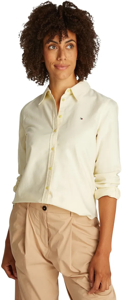 Tommy Hilfiger Donna Camicia Oxford Relaxed Fit, Giallo (Lemon Zest), 44