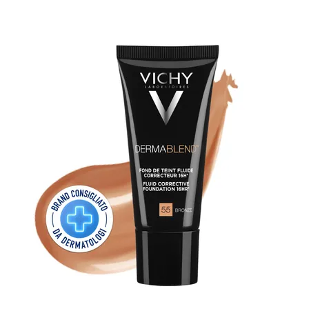 Vichy Dermablend Fondotinta Correttore Fluido, Alta Coprenza Senza Effetto Maschera