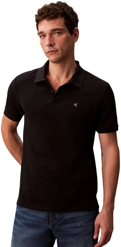 Calvin Klein Maglietta Polo Monogram Pique Nero XL