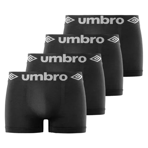 Umbro Boxer Uomo, senza deformazione, comodo, vestibilità perfetta, set di 4, Nero