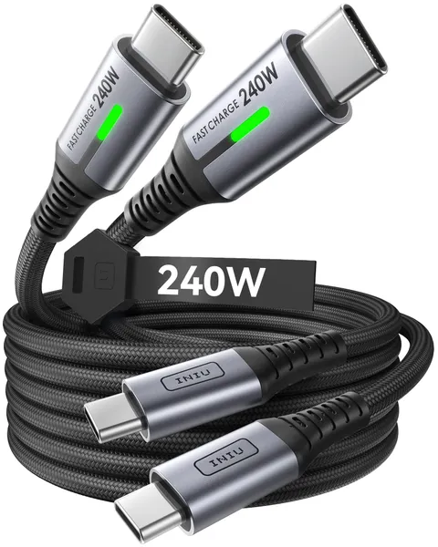 INIU 240W Cavo USB C a USB C, [2Pezzi 2m] PD3.0 Cavo USB Type-C Ricarica Rapida, Nylon