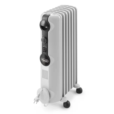 De'Longhi TRRS0715 Radiatore ad Olio Elettrico, 7 Elementi, Meno Consumo Energetico, Calore a Lungo, Manopole Intuitive, per Ambienti fino a 45m³, Silenzioso, 3 livelli di Potenza, 1500 watt, Bianco