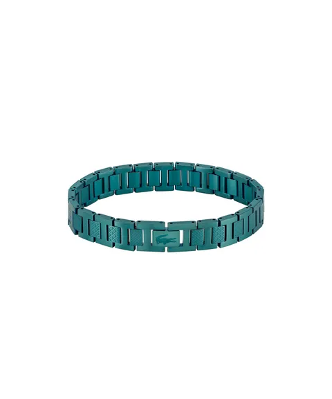 Lacoste Braccialetto a maglie da uomo Collezione METROPOLE in Acciaio Inossidabile con Placcatura Verde - 2040420