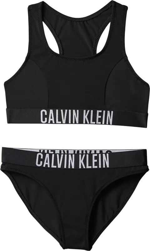 Calvin Klein Bambina Bikini Bralette Set con Fascia con Logo, Nero (Pvh Black), 8-10 Anni