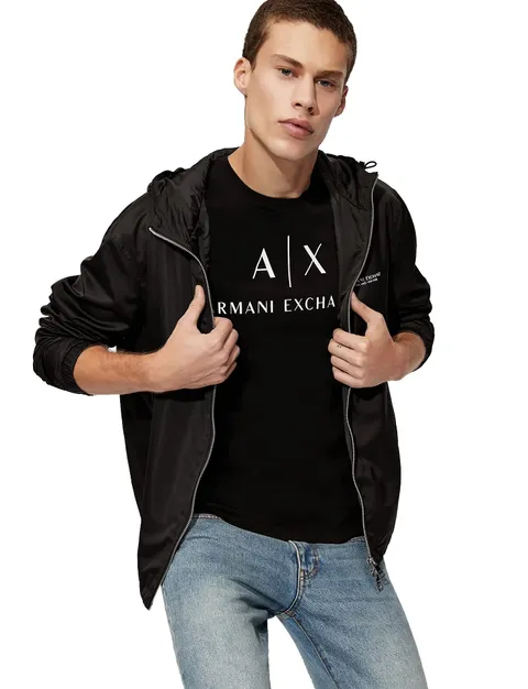 Armani Exchange Collo Rotondo Logo, T-shirt, Uomo, Nero (Black 1200), XL