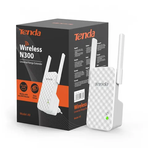 Tenda A9 Ripetitore WiFi Extender e Access Point, Velocità Single Band 300Mbps