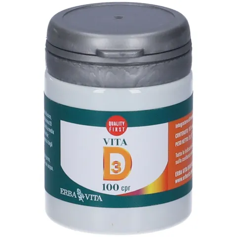 ERBA VITA Integratore Alimentare Vitamina D Vegan, Capsule in Pilloliera, 100 Compresse