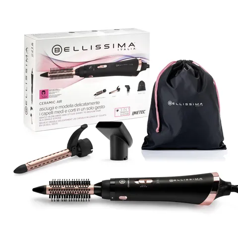 Bellissima Imetec Ceramic Air - Spazzola ad aria calda 3 in 1