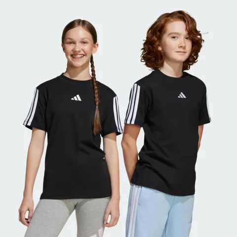 adidas Unisex - Bambini Essentials 3 Stripes T-Shirt, Black / White, 13-14 Years