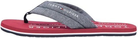 Tommy Hilfiger Uomo Infradito Chambray Beach in Lino, Blu (Desert Sky), 40