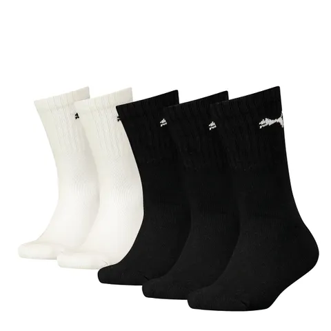 PUMA Crew, Calzini Unisex - Bambini e Ragazzi, Nero/Bianco, 35-38 (Pacco da 5)