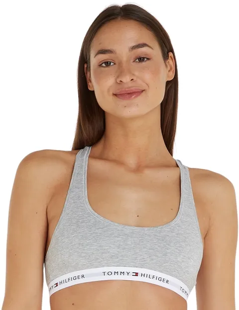 Tommy Hilfiger Donna Bralette Elasticizzata, Grigio (Light Grey Heather), M