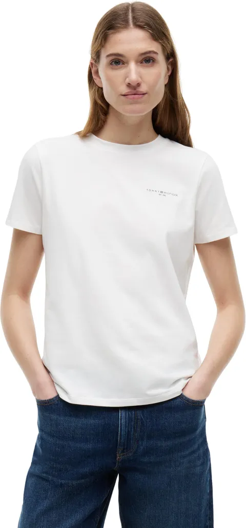 Tommy Hilfiger T-Shirt Maniche Corte Donna 1985 Scollo Rotondo, Bianco (NOS Ecru), XL