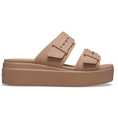 Crocs Brooklyn Buckle Low Wedge, Sandali Donna, Latte, 33/34 EU